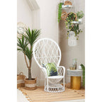 White Rattan Curved High Back Chair