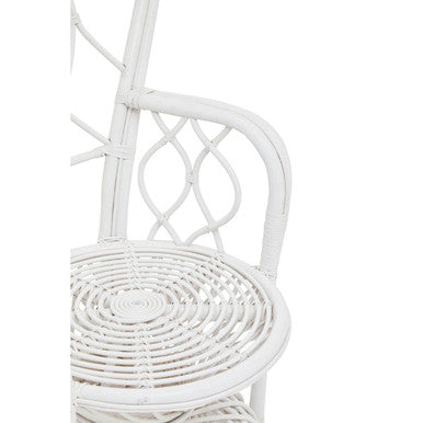 White Rattan Curved High Back Chair