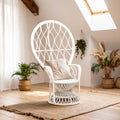 White Rattan Curved High Back Chair