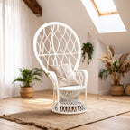 White Rattan Curved High Back Chair