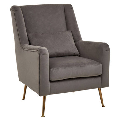 Grey Velvet High Back Chair