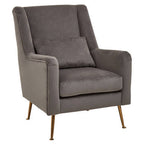 Grey Velvet High Back Chair