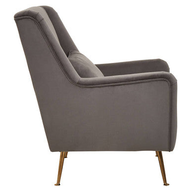 Grey Velvet High Back Chair