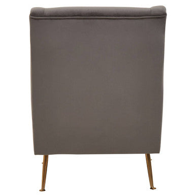 Grey Velvet High Back Chair