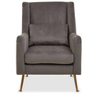 Grey Velvet High Back Chair