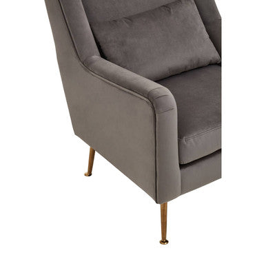 Grey Velvet High Back Chair
