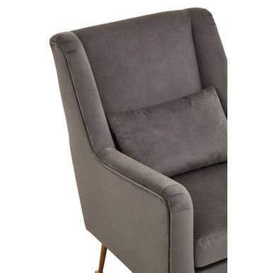 Grey Velvet High Back Chair