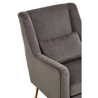 Grey Velvet High Back Chair