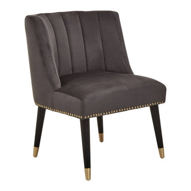 Grey Velvet Dining Chair with Black Legs