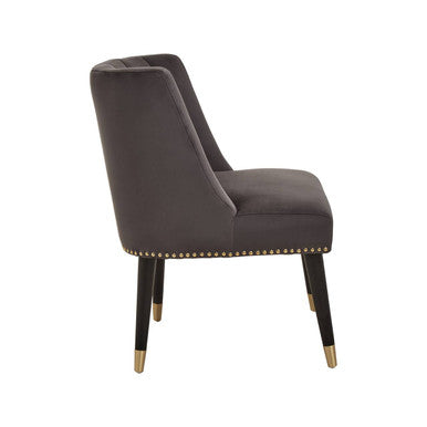 Grey Velvet Dining Chair with Black Legs