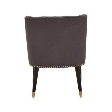 Grey Velvet Dining Chair with Black Legs