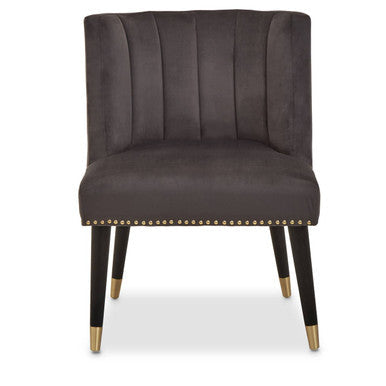 Grey Velvet Dining Chair with Black Legs