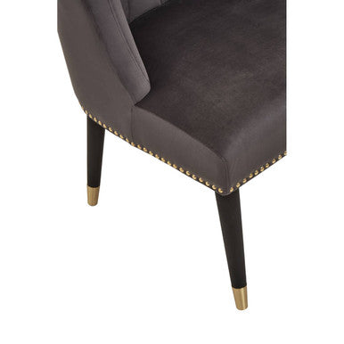 Grey Velvet Dining Chair with Black Legs