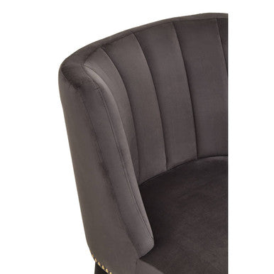 Grey Velvet Dining Chair with Black Legs