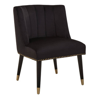 Black Velvet Dining Chair with Black Legs