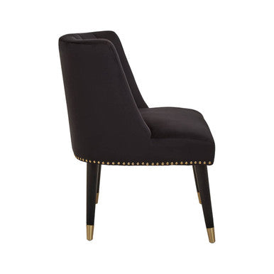 Black Velvet Dining Chair with Black Legs