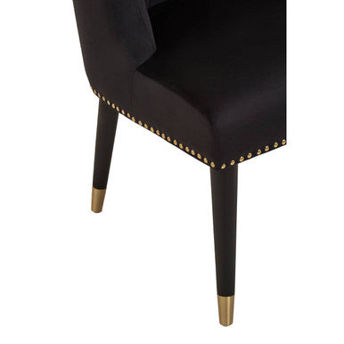 Black Velvet Dining Chair with Black Legs