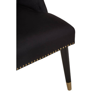 Black Velvet Dining Chair with Black Legs