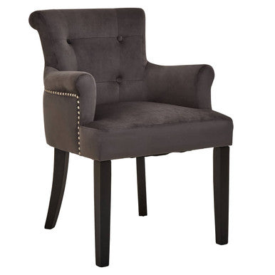 Grey Velvet Dining Chair with Ring Back