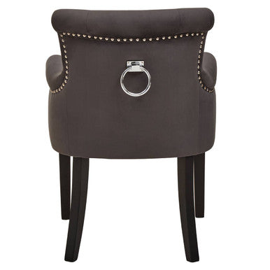Grey Velvet Dining Chair with Ring Back