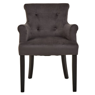 Grey Velvet Dining Chair with Ring Back