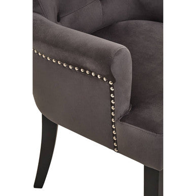 Grey Velvet Dining Chair with Ring Back