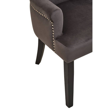 Grey Velvet Dining Chair with Ring Back
