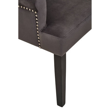 Grey Velvet Dining Chair with Ring Back