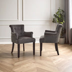 Grey Velvet Dining Chair with Ring Back