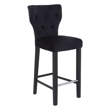 Black Velvet Upholstered Bar Chair