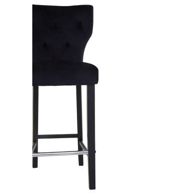 Black Velvet Upholstered Bar Chair