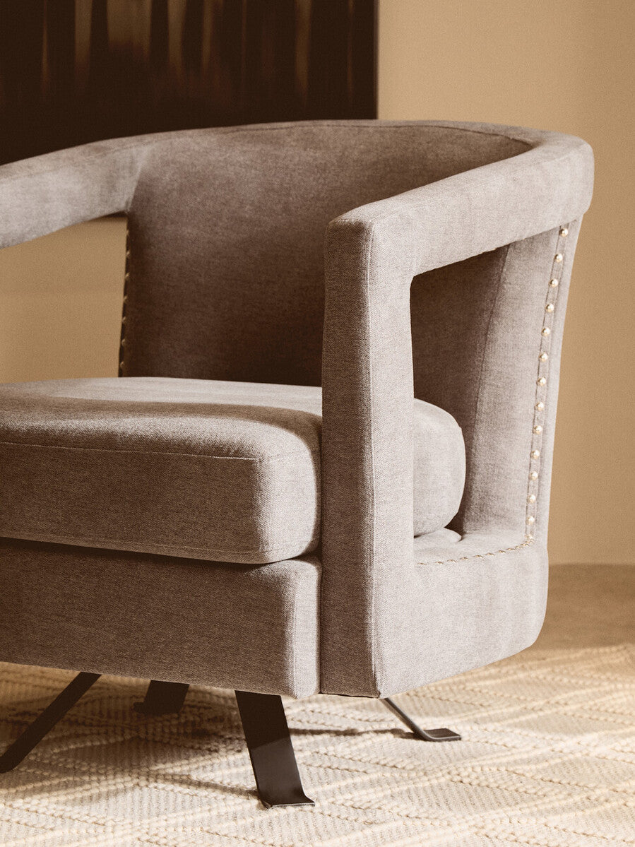 Ash Velvet Swivel Chair