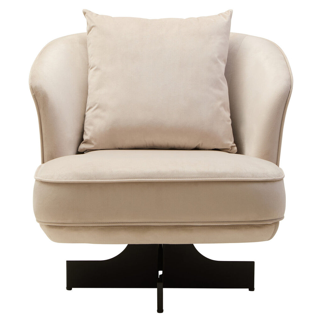 Cream Velvet Swivel Chair with Cushion