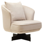 Cream Velvet Swivel Chair with Cushion