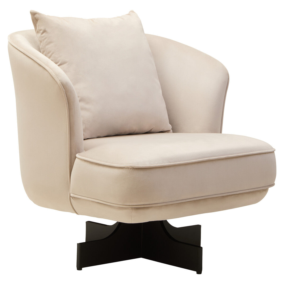 Cream Velvet Swivel Chair with Cushion