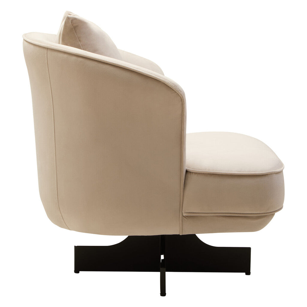 Cream Velvet Swivel Chair with Cushion