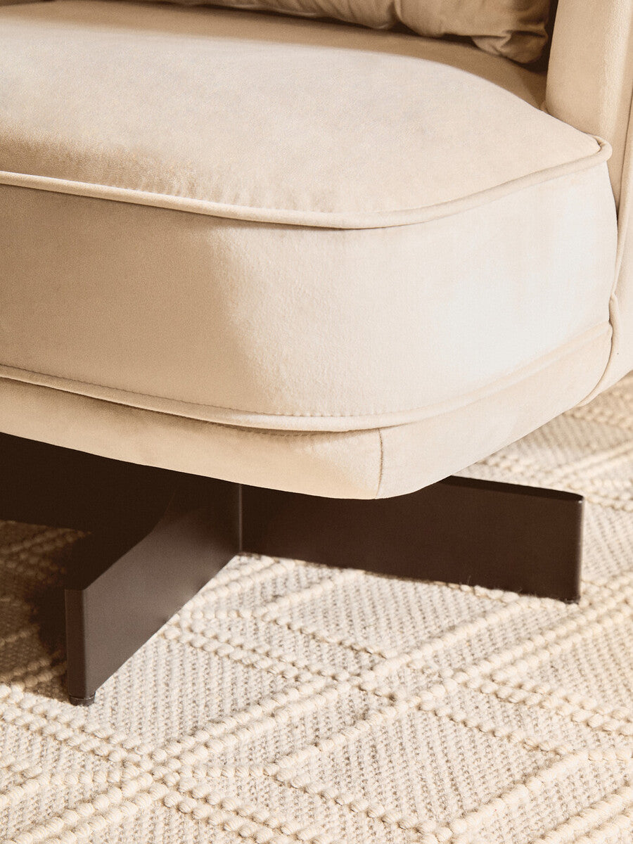Cream Velvet Swivel Chair with Cushion
