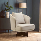 Cream Velvet Swivel Chair with Cushion