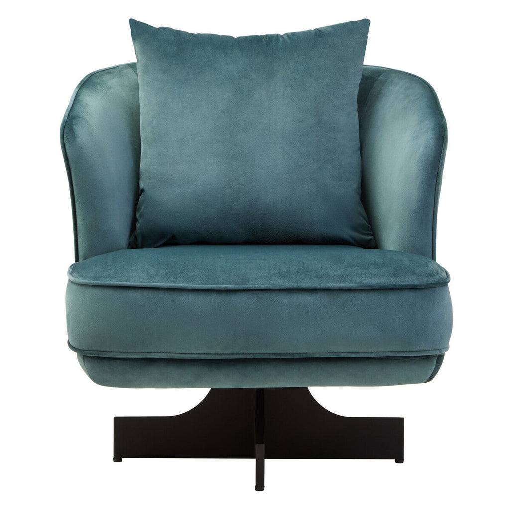 Azure Velvet Swivel Chair with Cushion