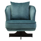Azure Velvet Swivel Chair with Cushion