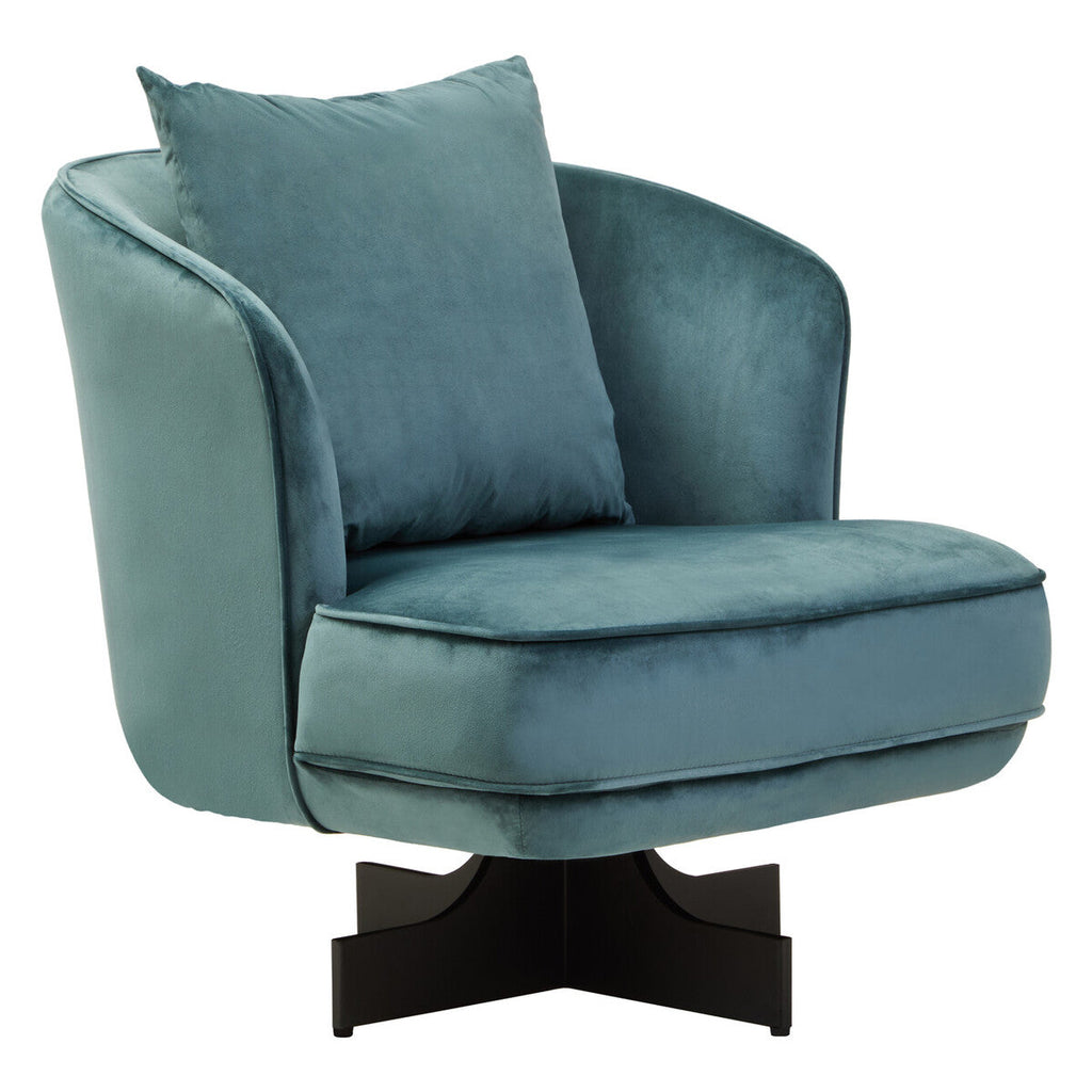 Azure Velvet Swivel Chair with Cushion