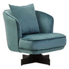 Azure Velvet Swivel Chair with Cushion