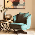 Azure Velvet Swivel Chair with Cushion