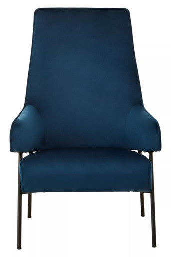 Blue Velvet High Back Chair