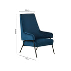Blue Velvet High Back Chair