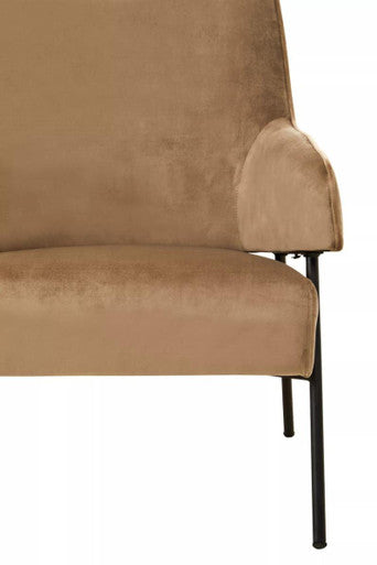 Mink Velvet High Back Chair with Black Metal Legs