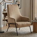 Mink Velvet High Back Chair with Black Metal Legs