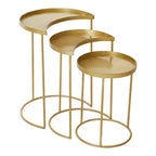Antique Brass Finish Set of 3 Nesting Side Tables