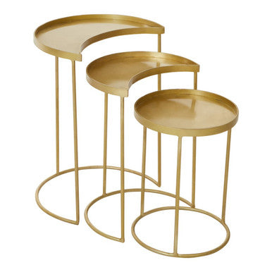 Antique Brass Finish Set of 3 Nesting Side Tables