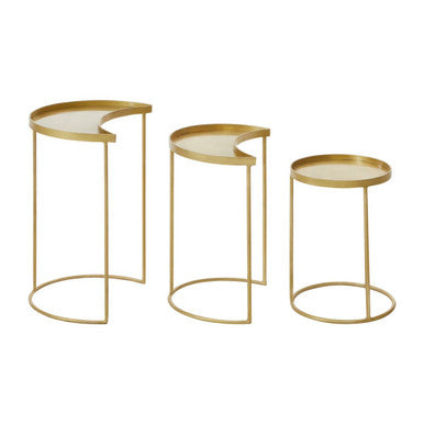 Antique Brass Finish Set of 3 Nesting Side Tables